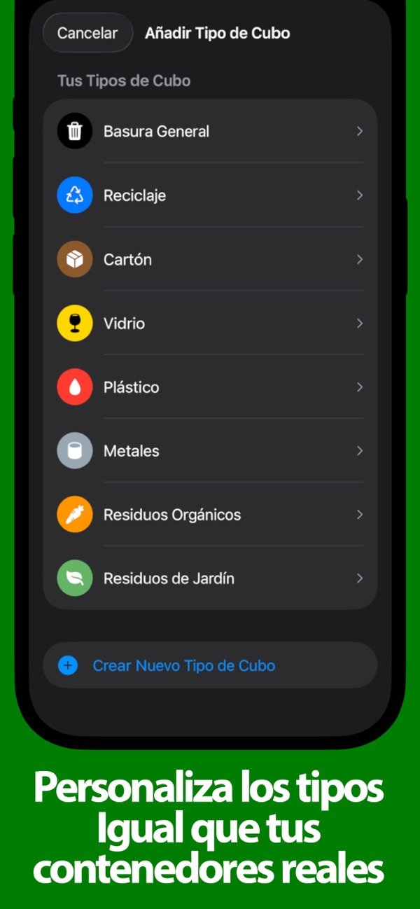 Tipos de contenedor personalizables