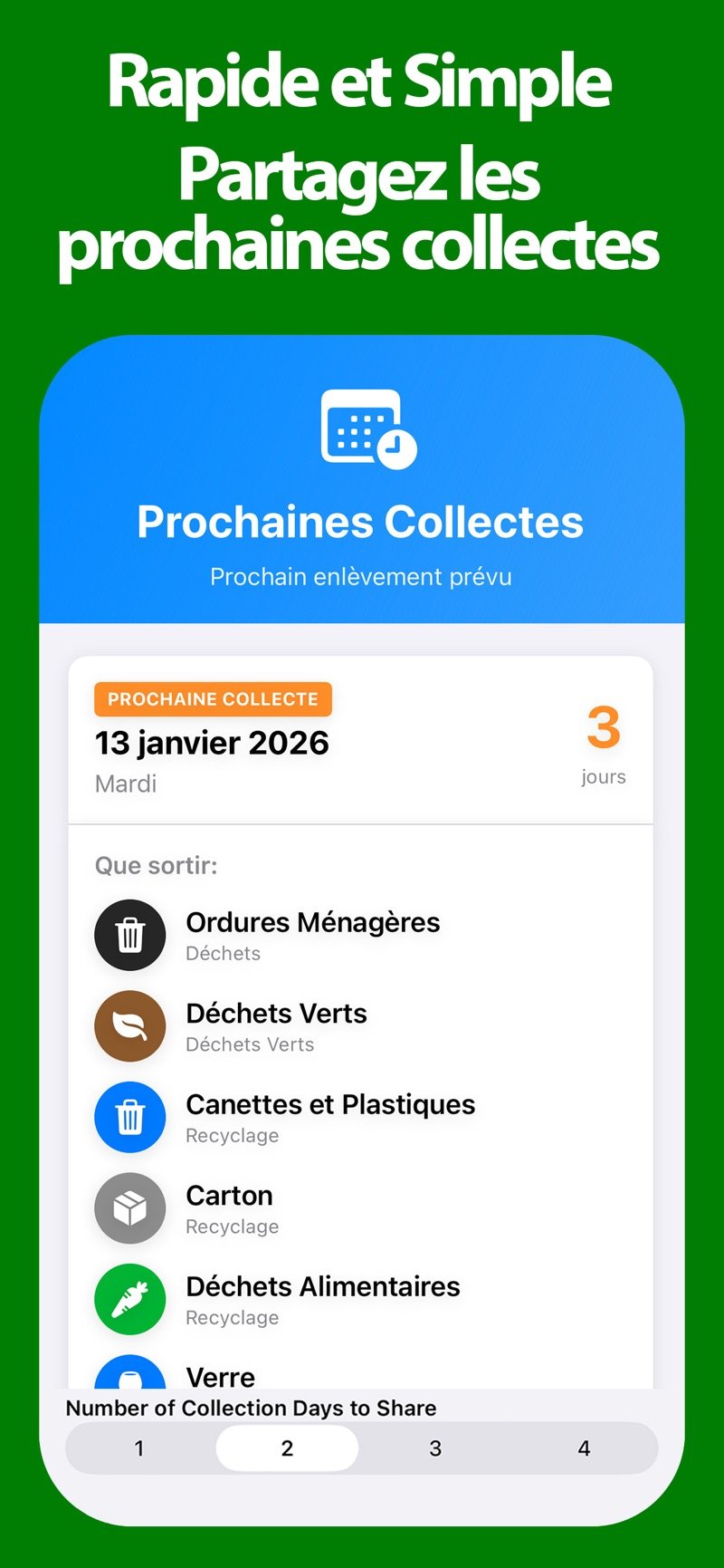 Carte partageable des prochaines collectes