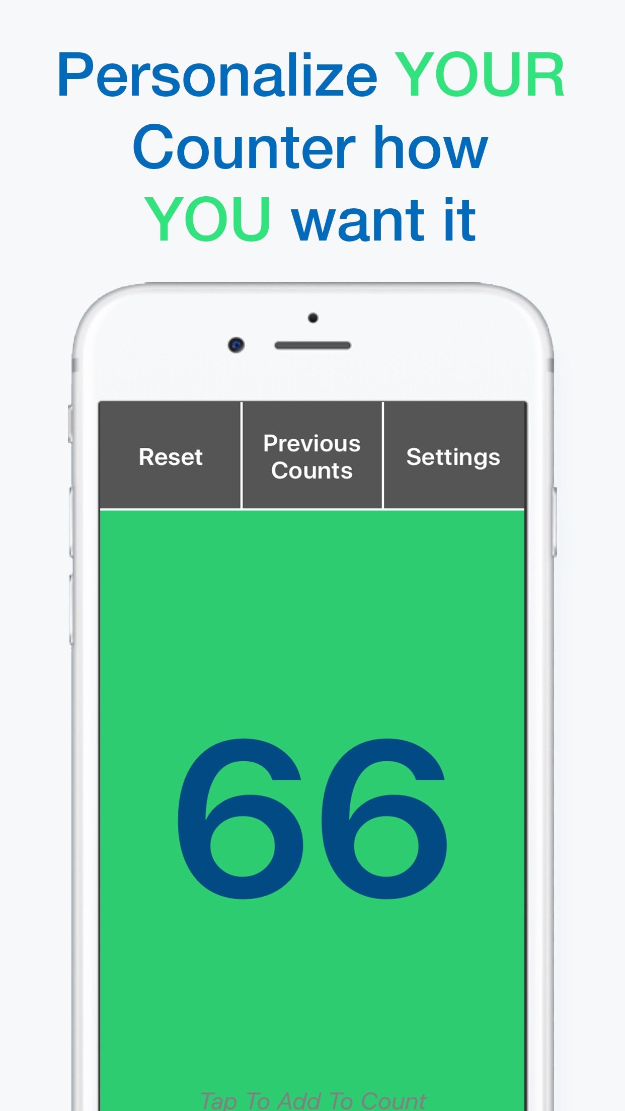 Font, colour and background settings in Big Tap Counter
