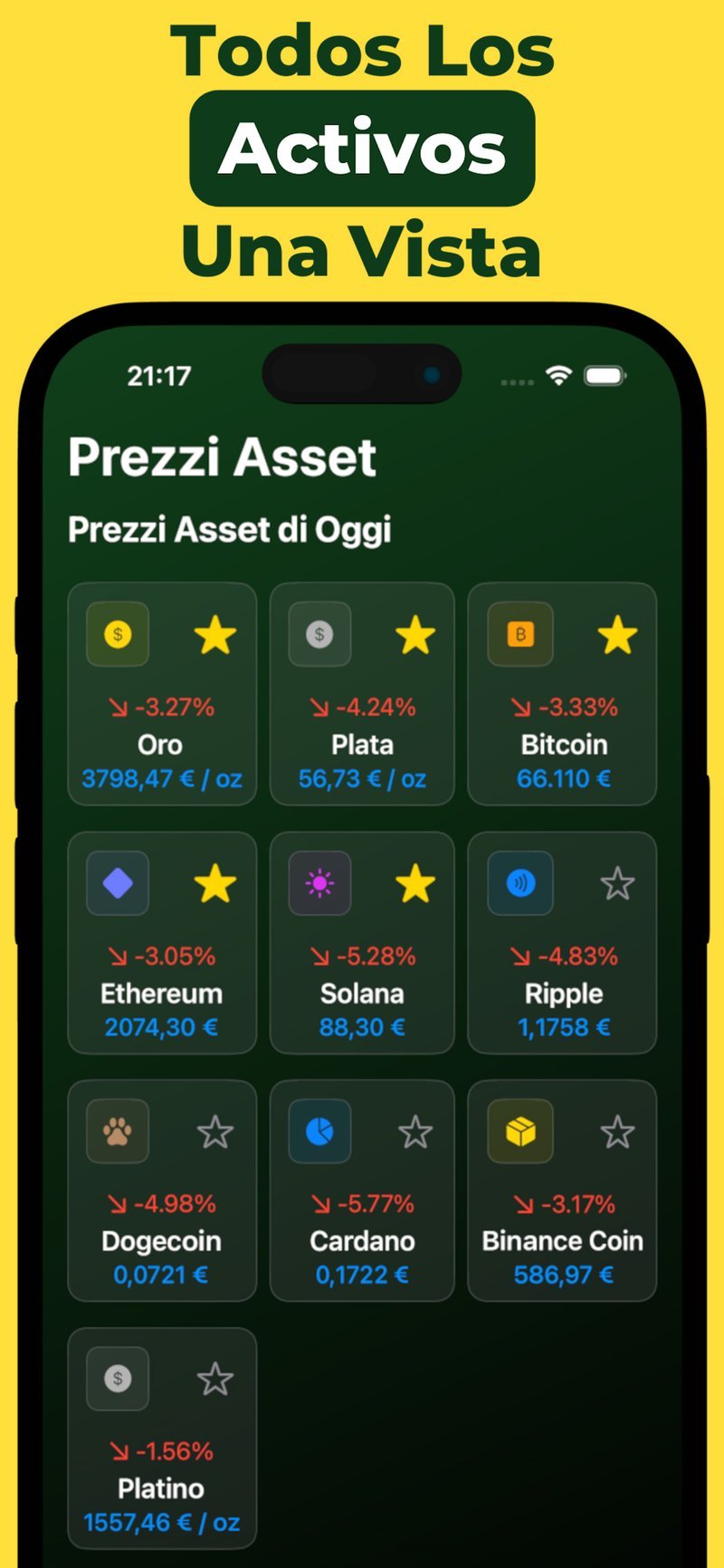 Precios en tiempo real de oro, plata, Bitcoin y mas
