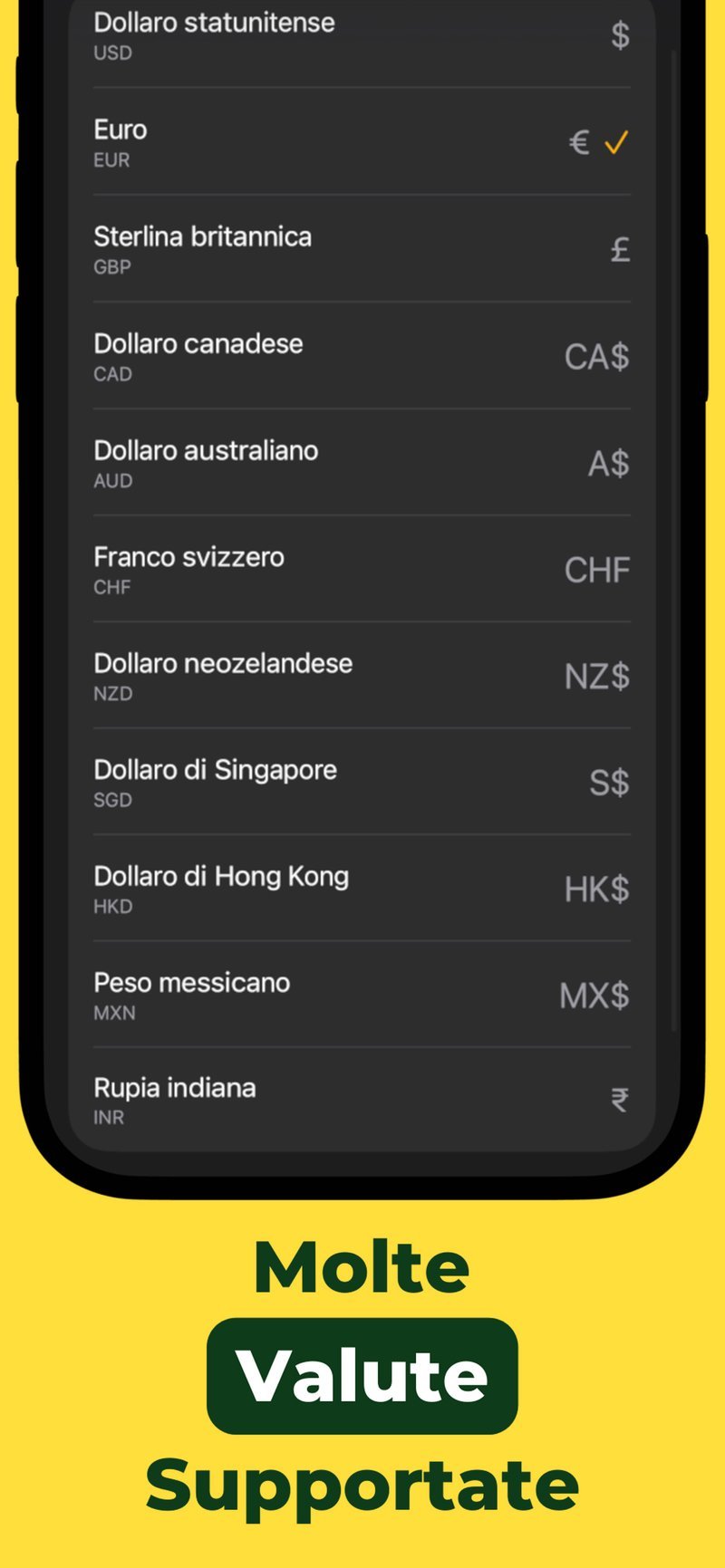 Valute supportate